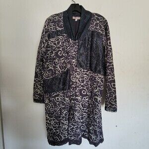 Joe Browns Floral Lace Trim Paisley Long Sleeve Blue Ivory Cream Coat Jacket XL